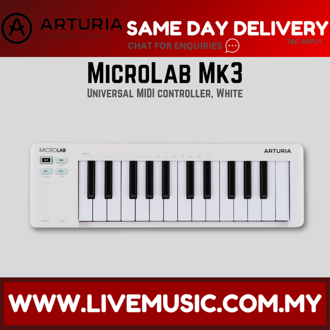 Arturia MicroLab Mk3 Keyboard Controller, White