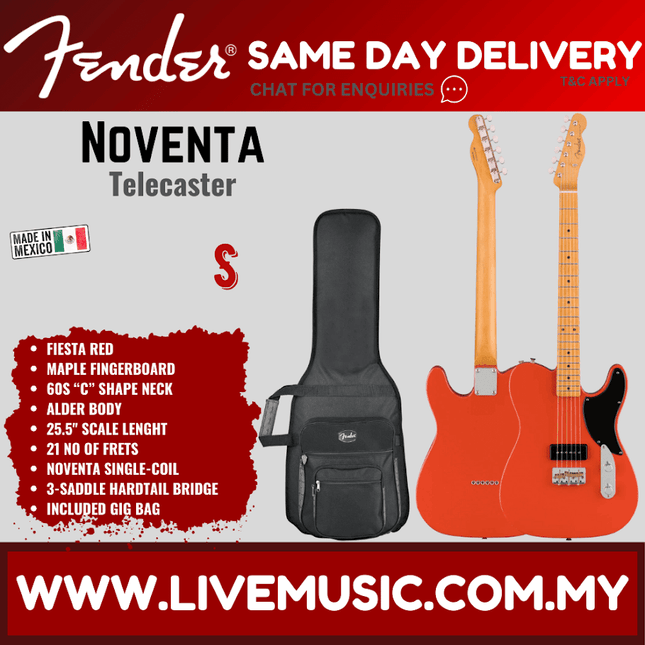 Fender Noventa Telecaster Electric Guitar, Maple Fretboard - Fiesta Red