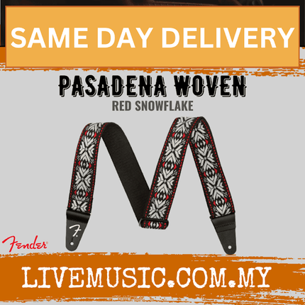 Fender Pasadena Woven Guitar Strap, Red Snowflake