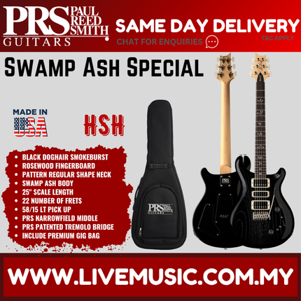PRS Swamp Ash Special Electric Guitar, Black Doghair Smokeburst