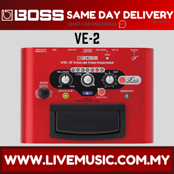 Boss VE-2 Portable Vocal Harmonist Processor (VE2)