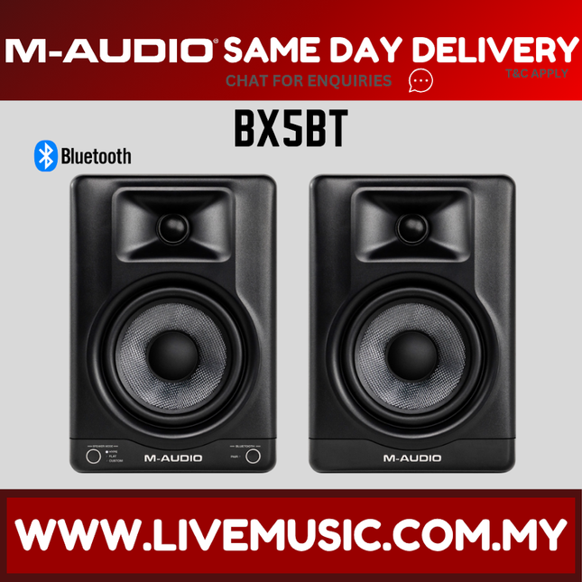 M-Audio BX5 BT 5 inch DSP-Enhanced, Desktop Powered Studio Monitor Pair with Bluetooth and App Control - Pair ( BX5BT )