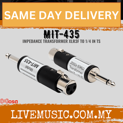 Hosa MIT-435 Impedance Transformer, XLR3F to 1/4inch TS (MIT435/MIT 435)