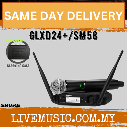 Shure GLXD24+/SM58 Digital Wireless Handheld Mic System with SM58 Capsule w/Hard Case ( GLXD24+ / SM58 )