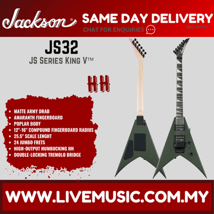 Jackson JS32 King V - JS Series Electric Guitar with Floyd Rose - Matte Army Drab (JS-32/JS 32-King V)