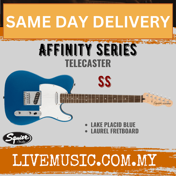 Squier Affinity Series Telecaster Electric Guitar, Laurel Fretboard - Lake Placid Blue