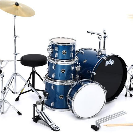 PDP Center Stage 5-piece Complete Drum Set with Hardware, Stool and Cymbal - Royal Blue Sparkle ( PDCE2015KT )