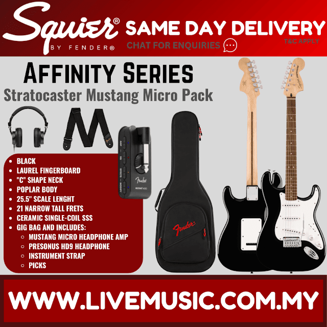 Squier Affinity Series Stratocaster Mustang Micro Pack
