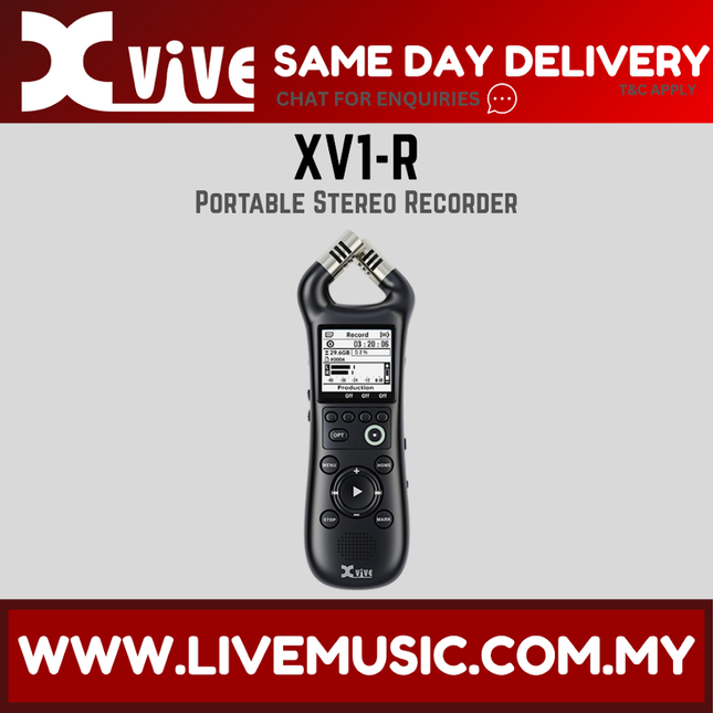 Xvive XV1-R portable stereo recorder with built-in controls and display, black