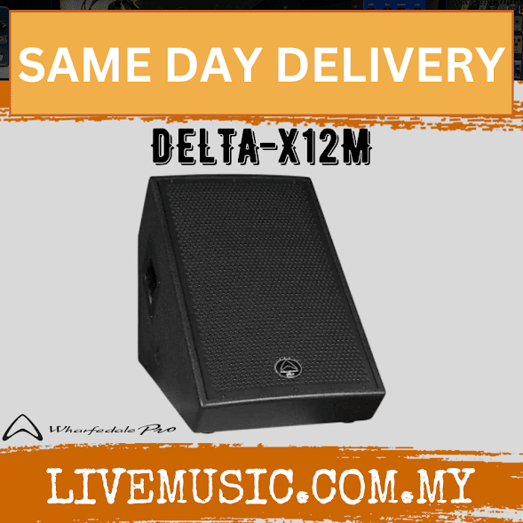 Black 12-inch passive floor monitor loudspeaker with textured grille, angled front