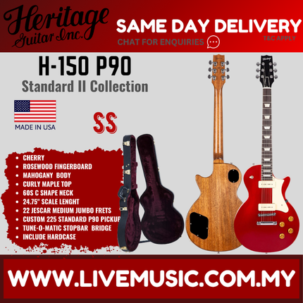 Heritage Standard II Collection H-150 P90 Electric Guitar with Case, Cherry ( H150P90 / H 150 P90 )
