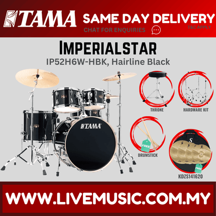 Tama Imperial Star Drum Set with Drum Throne, Imperialstar With KDZS141620 Silent Cymbal Set ( IP52H6W )