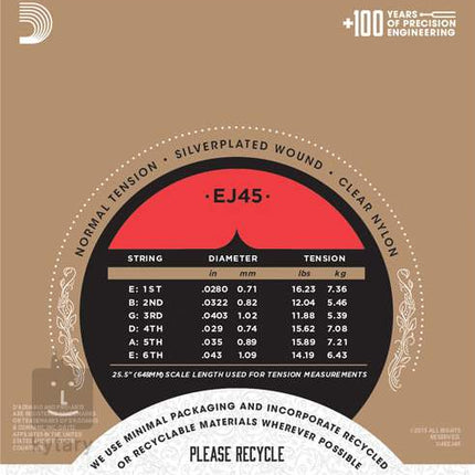 D'Addario EJ45 Pro-Arte Nylon Classical Guitar Strings (EJ-45/Daddario)