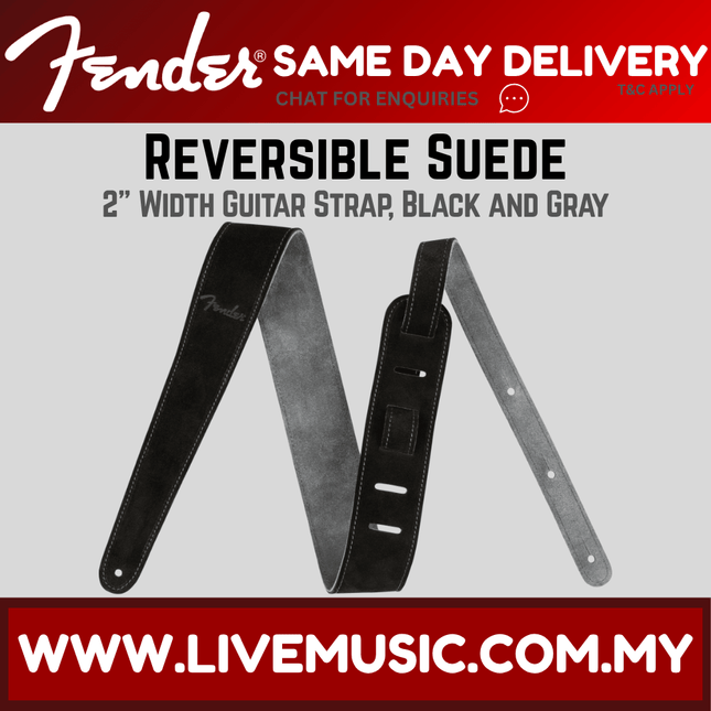 Fender 2inch Reversible Suede Guitar Strap - Black/Gray