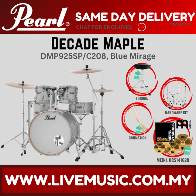 Pearl Decade Maple DMP925SP/C 5-Piece Drum Set with Meinl HCS141620 Cymbals Set and Hardware