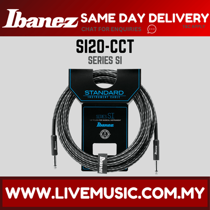 Ibanez SI20-CCT Woven Guitar Cable, 2 Straight Plugs (SI20 CCT / SI20CCT )