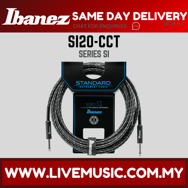 Ibanez SI20-CCT Woven Guitar Cable, 2 Straight Plugs (SI20 CCT / SI20CCT )