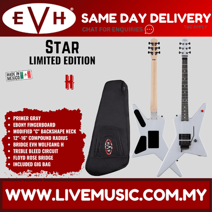 EVH Star Limited Electric Guitar, Ebony FB, Primer Gray