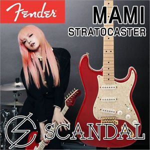 Fender Japan Scandal Mami Signature SSS Stratocaster Electric Guitar, Maple Fretboard with FREE Gig Bag - Glossy Red