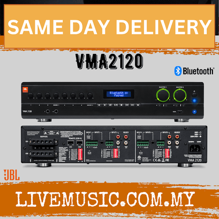 JBL VMA2120 Commercial Series 120W Bluetooth-Enabled Mixer/Amplifie (VMA-2120 VMA 2120)