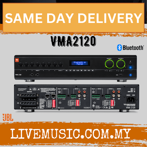 JBL VMA2120 Commercial Series 120W Bluetooth-Enabled Mixer/Amplifie (VMA-2120 VMA 2120)