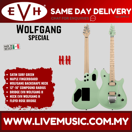 EVH Wolfgang Special Electric Guitar, Maple FB, Satin Surf Green