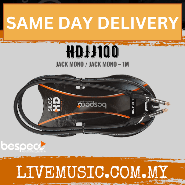 Bespeco HDJJ100 Silos HD Series Instrument Cable Jack to Jack 1M ( HDJJ-100 )