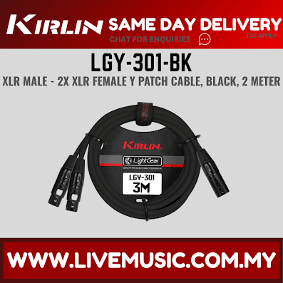 Kirlin LGY-301 2 Meter XLR Male to Dual XLR Female 5.5mm Outer Diameter For Mic and Speaker ( LGY301 LGY 301)