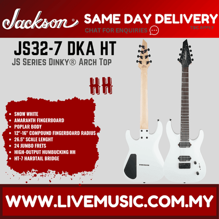 Jackson Dinky JS32-7 DKA Electric Guitar, Amaranth FB, Snow White