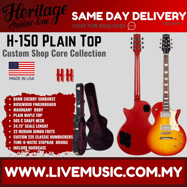 Heritage Custom Shop Core Collection H-150 Plain Top Electric Guitar with Case, Dark Cherry Sunburst ( H150 / H 150 )