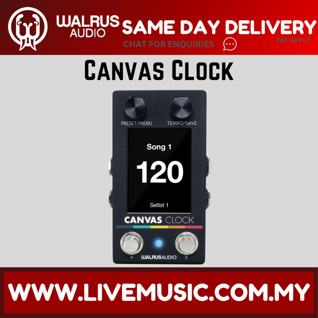 Walrus Audio Canvas MIDI clock guitar pedal, black with top knobs and footswitches