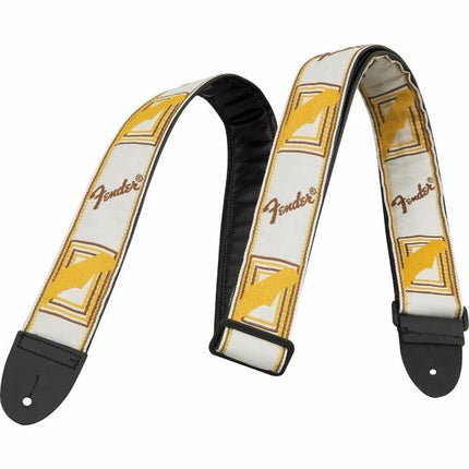 Fender 2 Inch Monogrammed Strap, White/Brown/Yellow