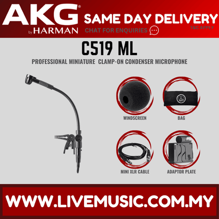 AKG C519 ML Professional Miniature Clip-on Condenser Microphone (C519ML)