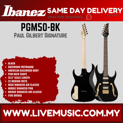 Ibanez Paul Gilbert Signature PGM50 Electric Guitar - Black ( PGM50 BK / PGM50-BK )