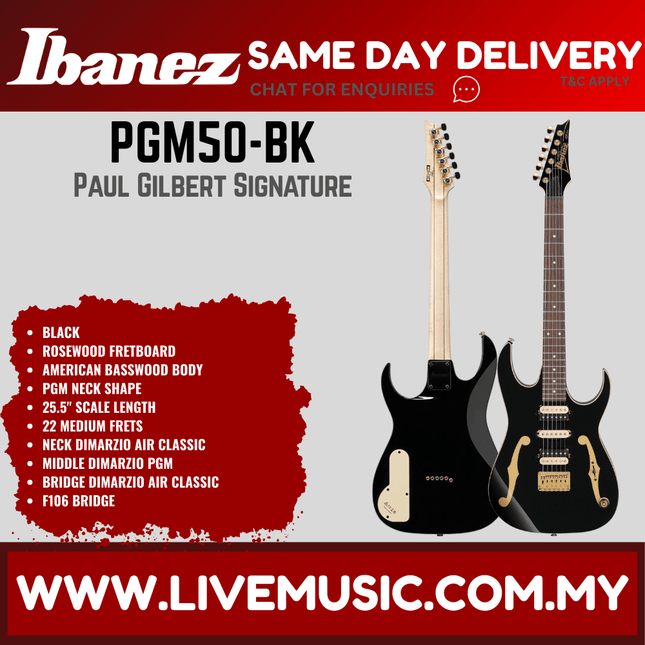 Ibanez Paul Gilbert Signature PGM50 Electric Guitar - Black ( PGM50 BK / PGM50-BK )
