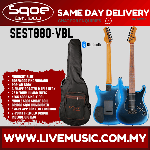 SQOE SEST880 Stratocaster HSS Electric Guitar w/Gig Bag, Rosewood FB - Midnight Blue ( SEST-880 / SEST 880 )