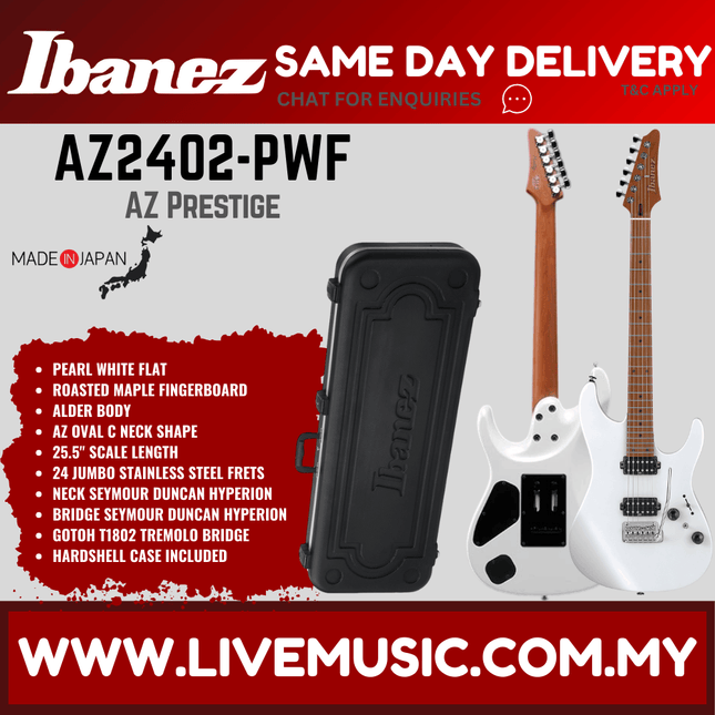 Ibanez Prestige AZ2402 Solidbody Electric Guitar MADE IN JAPAN - Pearl White Flat (AZ2402-PWF)