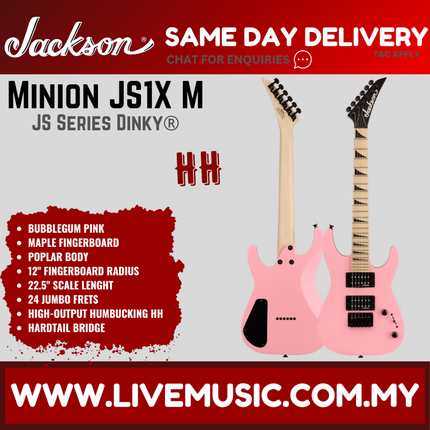 Jackson Dinky Minion JS1XM Electric Guitar, Maple FB, Bubblegum Pink ( JS 1XM / JS-1XM )
