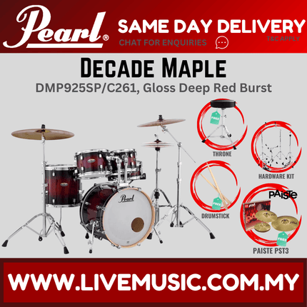 Pearl Decade Maple DMP925SP/C 5-Piece Drum Set with Paiste PST3 Cymbals Set and Hardware