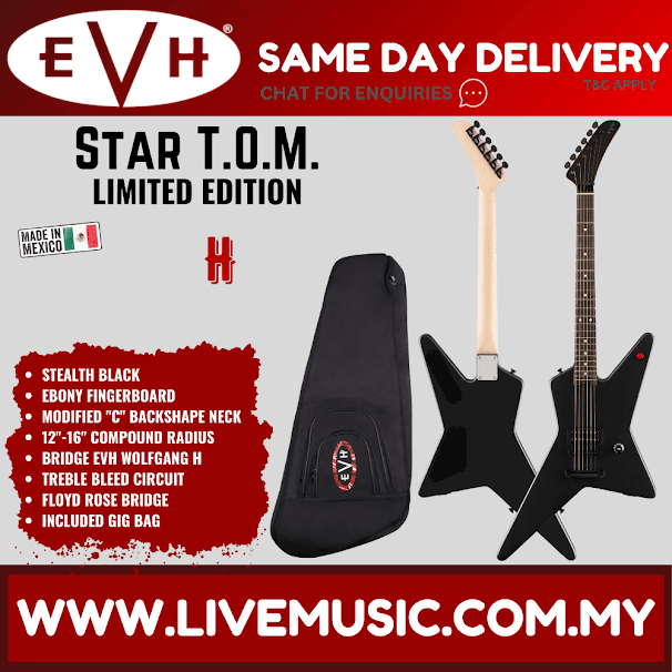 EVH Star TOM Electric Guitar - Silverburst/Vintage White/Stealth Black