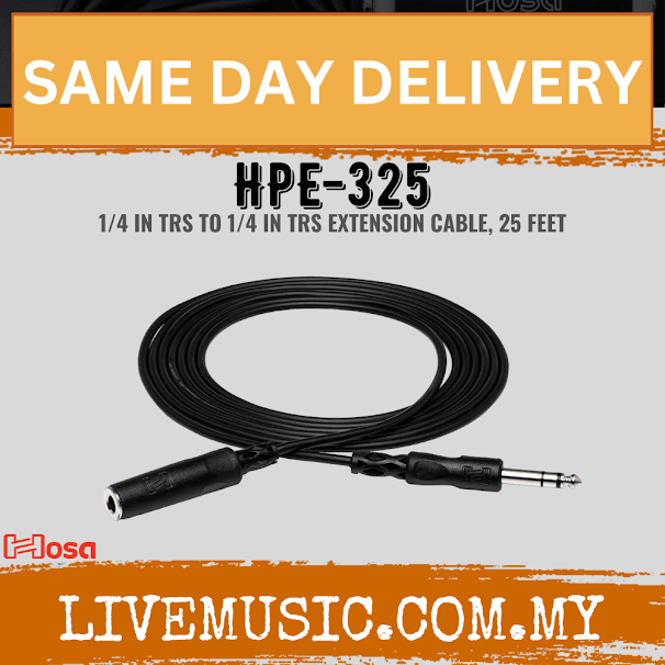 Hosa HPE-325 Extension Cable, 1/4inch TRS to Same, 25ft (HPE325/HPE 325)