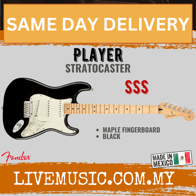 Fender Player Stratocaster Electric Guitar, Maple Fretboard - Black