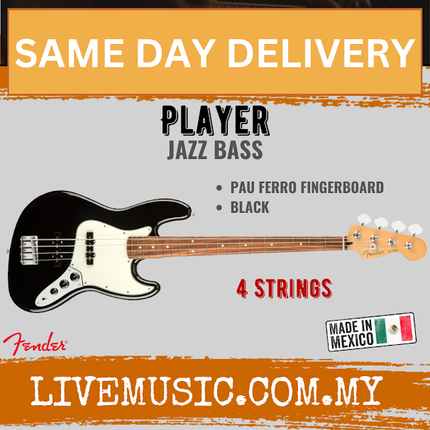 Fender Player Jazz Bass Guitar, Pau Ferro Fretboard - Black