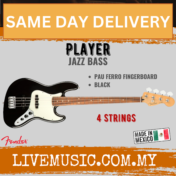 Fender Player Jazz Bass Guitar, Pau Ferro Fretboard - Black