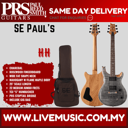 PRS SE Paul's Guitar Electric Guitar w/Bag, Charcoal