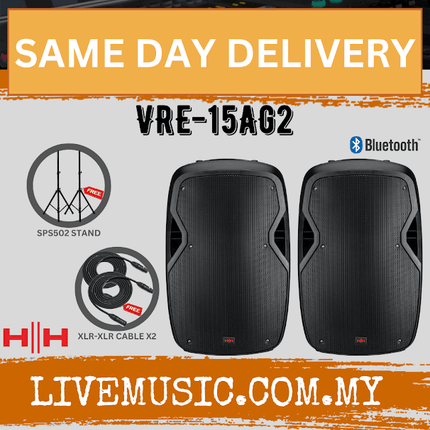 HH Electronic Vector by HH VRE-15AG2 800w Active PA Speaker With Speaker Stand And Cable ( VRE15AG2 / VRE 15AG2 )