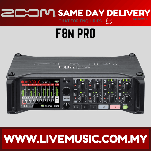 Multitrack field recorder with LCD and input faders, front panel view