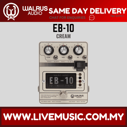Walrus Audio EB-10 Preamp/EQ/Boost Guitar Effects Pedal - Cream (EB10/EB 10)