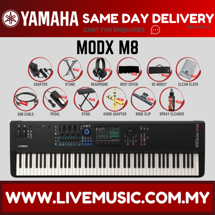Yamaha MODX M8 88 GHS-weighted Key Synthesizer with Yamaha ORIGINAL Padded Bag ( MODXM8 / MODX-M8 ) Replace MODX 8+ MODX8+