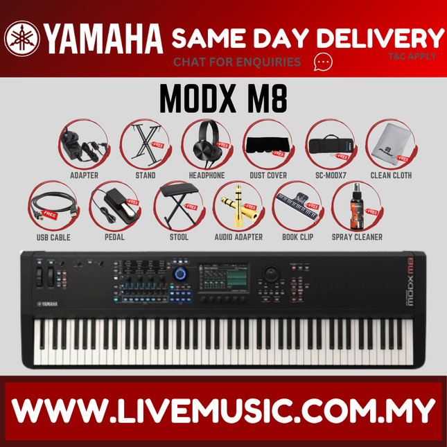 Yamaha MODX M8 88 GHS-weighted Key Synthesizer with Yamaha ORIGINAL Padded Bag ( MODXM8 / MODX-M8 ) Replace MODX 8+ MODX8+